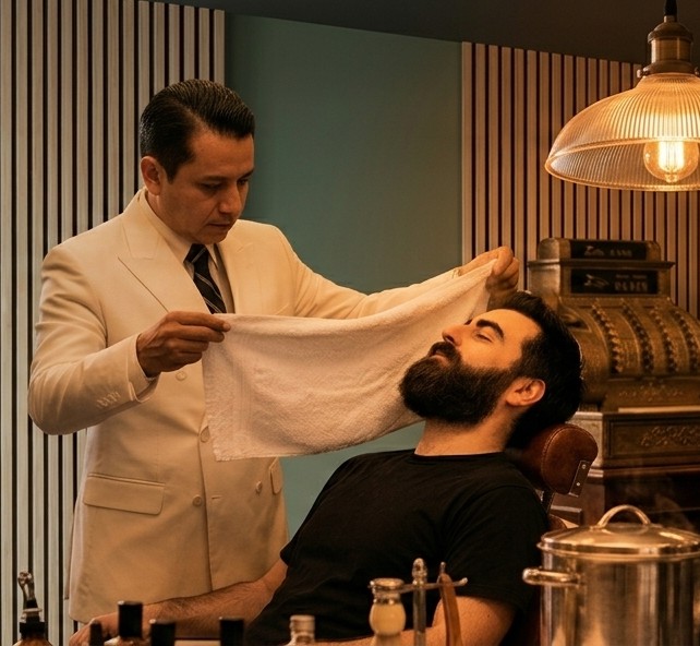 Ritual de barba con toalla caliente